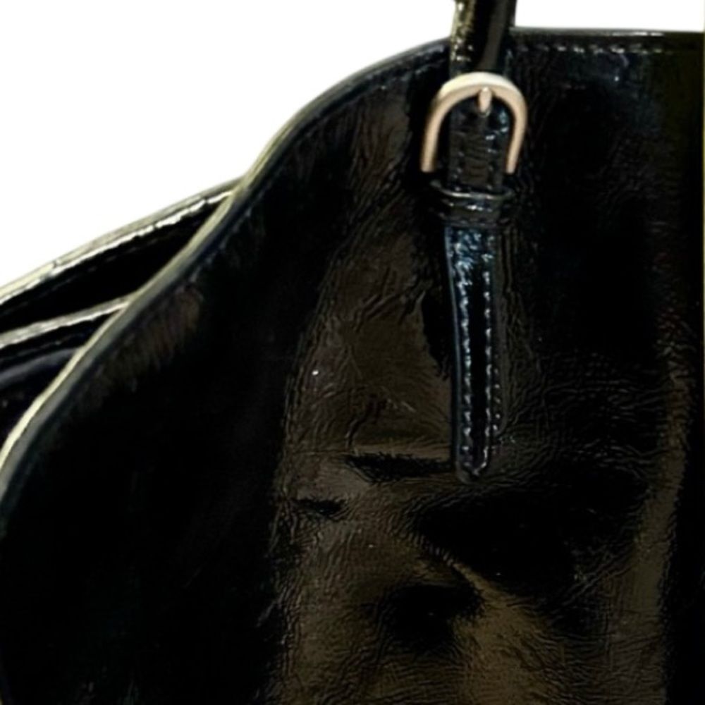 Talbots patent leather oversized tote dual handle brass buckles    Classic large - Picture 8 of 16